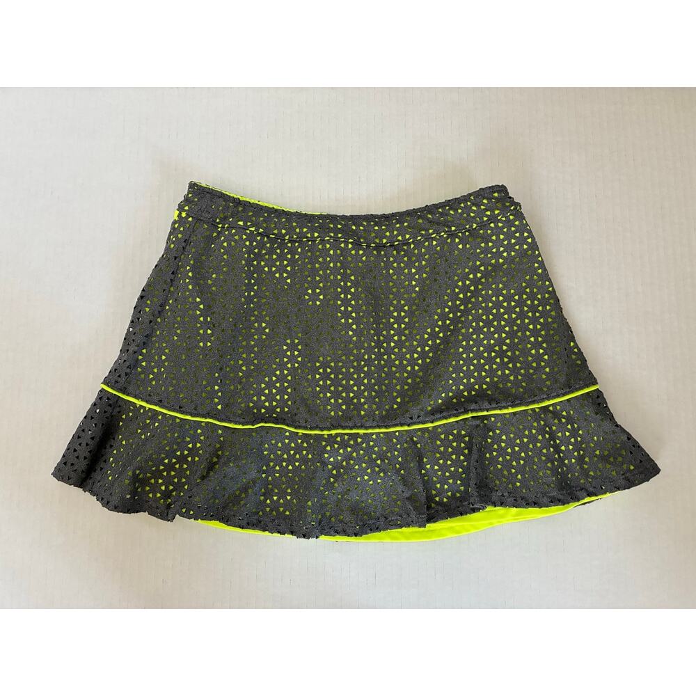 Slazenger Skort Athletic Gray Laser Cut Overlay Over Neon Green Skirt Girl's Lg